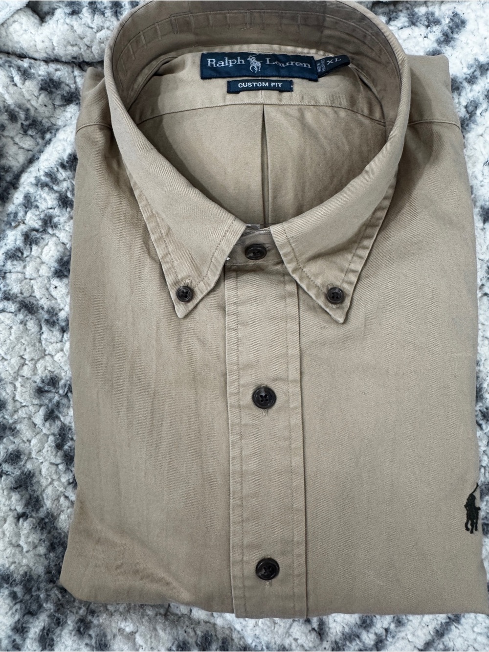 NEW XL Ralph Lauren Men’s Tan Brown Button-Down Casual Custom fit Shirt - Picture 7 of 10